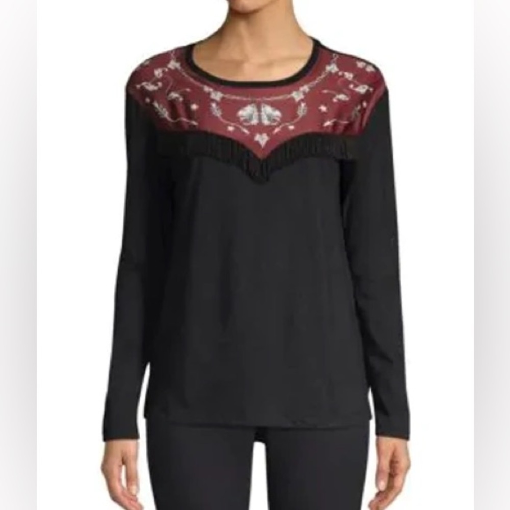 Sandro yoke tee with beaded fringe detail !